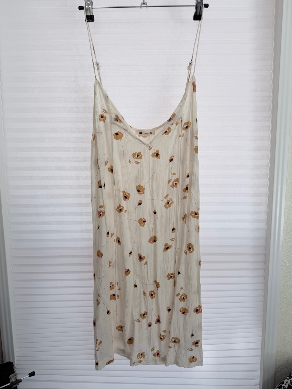 Billabong Cream Floral Slip Dress with Adjustable Spaghetti Straps